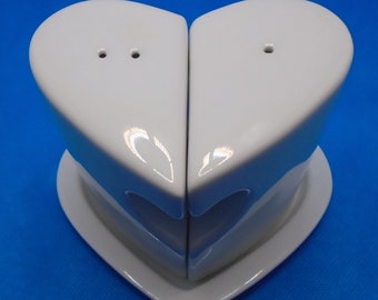 Vintage Heart Shaped Salt & Pepper Shakers Set  Newbridge Home White Heart Shape Salt and Pepper Shaker set