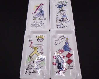 Set Of Four Vintage Art Ashtrays Vintage Ceramic Ash Trays Set Of Four Hand Painted And Signed Ashtrays