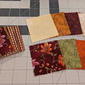 Mini-assortiment de carrés de tissu « Mélange d'automne » • 27 carrés • Tissu de 6,35 cm (2,5 po) • Chutes de tissu Benartex pour patchwork d'automne • Couleurs chaudes d'automne • Tissu prédécoupé pour patchwork