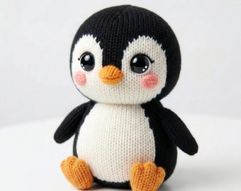 Knitting Pattern Penguin, Knitted Toy Animal PDF, Seamless In the Round, Stuffed Penguin Softie, Winter Nursery Decor, Christmas Gift DIY