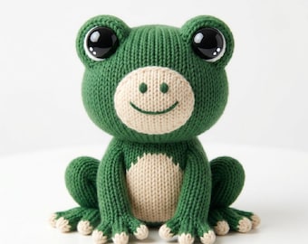 Knitting Pattern Frog, Knitted Toy Animal PDF, Seamless In the Round Instructions, Stuffed Softie, The Pond-Hopper Frog Plush