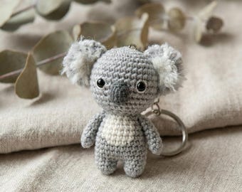 Amigurumi Koala Häkelanleitung, Koala Schlüsselanhänger PDF, Mini Tier Spielzeug, Taschenanhänger DIY, Taschenanhänger, Rucksackanhänger