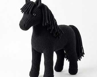 Strickanleitung Pferd, Stofftier Tier PDF, Stofftier Softie, Nahtlos In die Runde Anleitung, Plüschtier The Obsidian Steed
