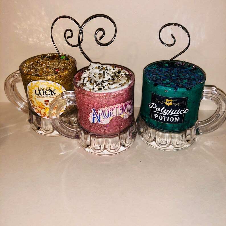 Wizard potion ornaments and keychains. Butter Beer polyjuice Etsy