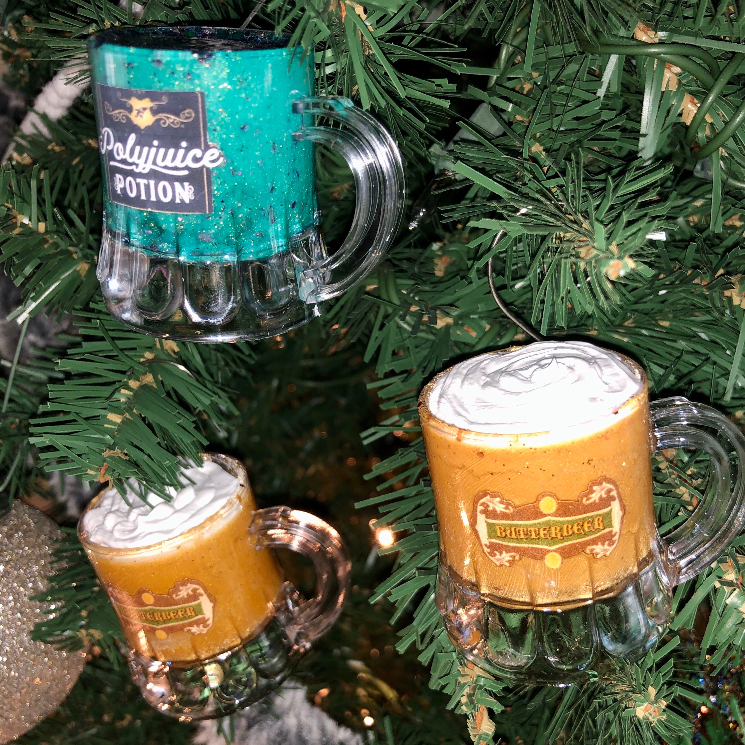 Butter beer mini mug ornament or keychain set of 3. Wizard Etsy
