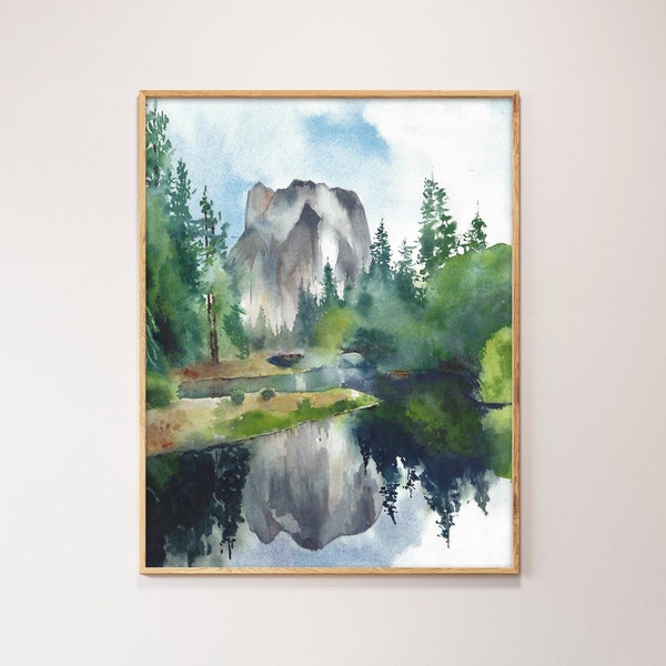 Watercolor Yosemite Print, Yosemite Painting, Half Dome Print, Half Dome Wall Art, Yosemite Print, Yosemite Art, Half Dome Watercolor