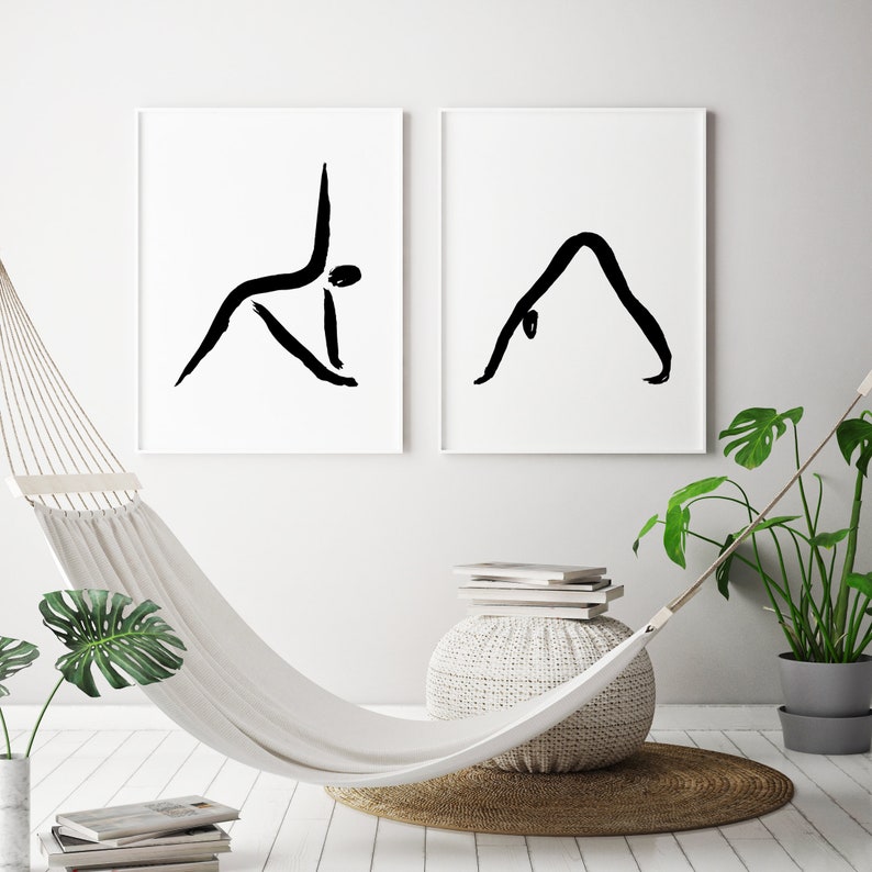 Yoga Poses Art Set Yoga Studio Decor Yoga Art Print Set of Etsy