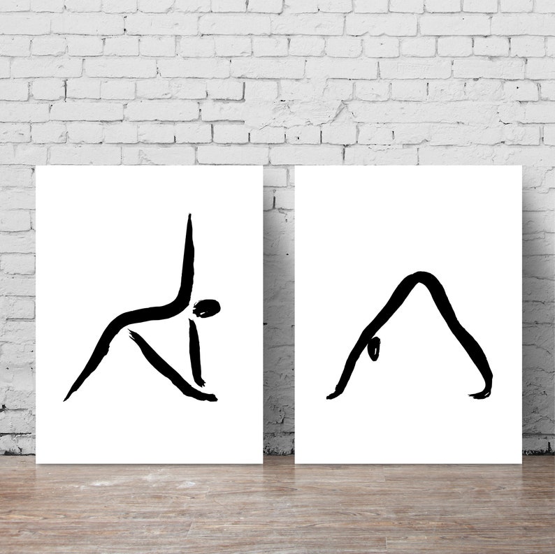Yoga Poses Art Set Yoga Studio Decor Yoga Art Print Set of Etsy