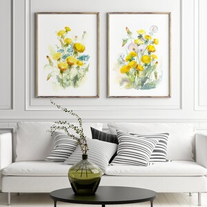 Watercolor Dandelion Wildflower Print Set of 2 Dandelion Wall - Etsy
