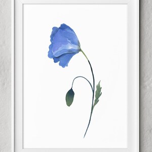 Blue Flowers Print Set of 3 Blue Poppy Wall Art Poppies | Etsy