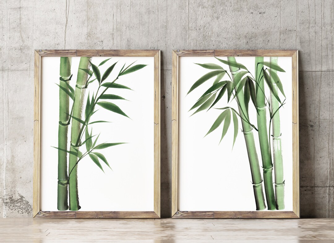 Bamboo Art Print Set of 2, Zen Decor, Zen Wall Art, Botanical Print, Botanical Print, Bamboo