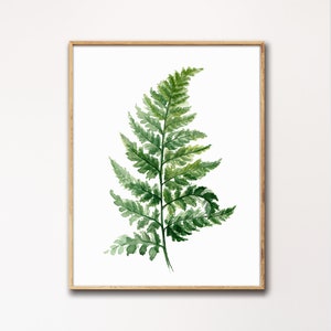Watercolor Fern Print, Plant Wall Art, Botanical Decor, Leaf Print, Botanical Art Print, Nature Print, Leaf Painting, Nature Art