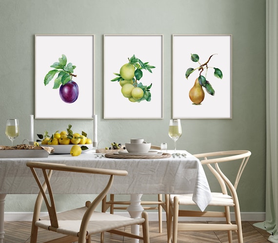 Kitchen Decor, Kitchen Art, Dining Room Wall Art, Fruit Painting, Fruit  Wall Art, Pear, Plum, Dining Room Wall Decor, Fruit Print, Fruit Art - Etsy  Hong Kong