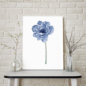 Watercolor Blue Flower Painting Set of 2, Blue Flowers Print ...