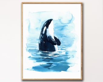 Whale Art, Orca Whale Print, Whale Art Print, Orca Whale Painting, Whale Print Wall Art, Orca Art, Whale Decor, Watercolor Whale