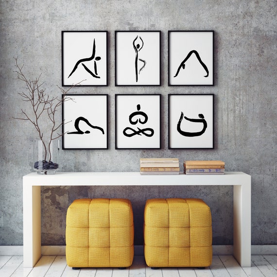 Yoga Poses Art Set of 6 Yoga Studio Decor Yoga Art Print Set - Etsy