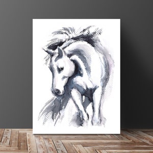 Watercolor Sketch Horse Art, Watercolor Horse Painting, Horse Painting, Watercolor Horse, Horse Print