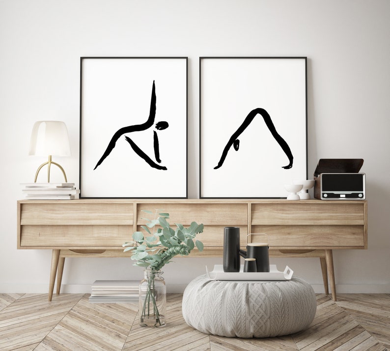 Yoga Poses Art Set Yoga Studio Decor Yoga Art Print Set of Etsy