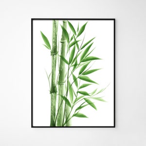 Peinture en bambou, Art mur en bambou, impression en bambou, décor de mur en bambou, art de bambou, bambou d’aquarelle, impression botanique d’aquarelle, art tropical