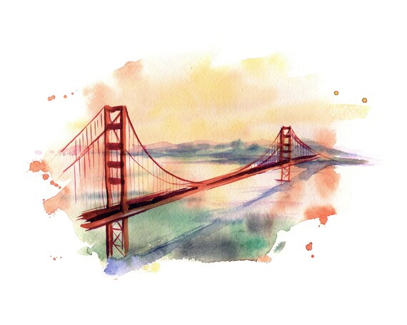 images Golden Gate Bridge Artwork golden gate bridge watercolor print san francisco art golden gate bridge wall art poster san francisco bridge print painting