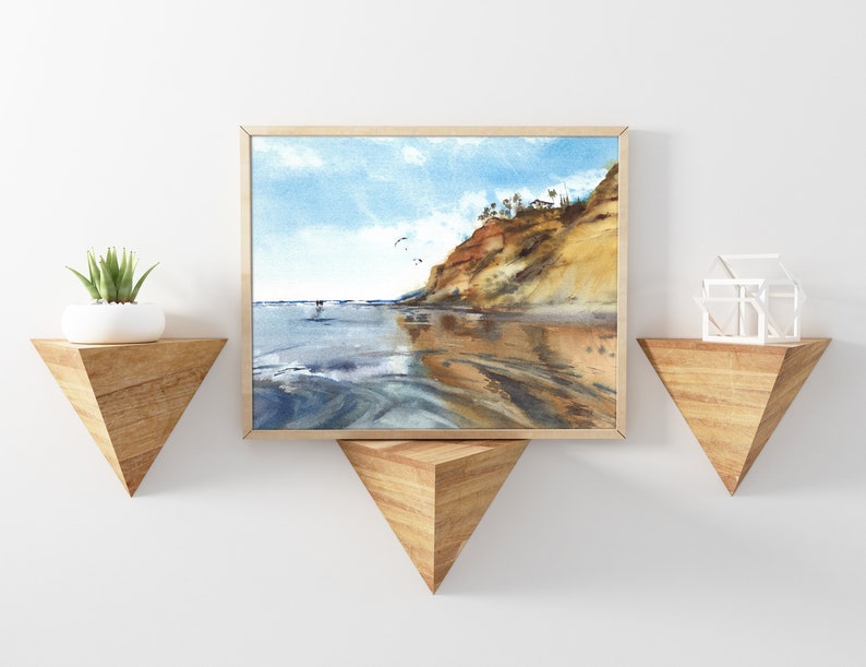 California Wall Art California Beach Print Watercolor Etsy