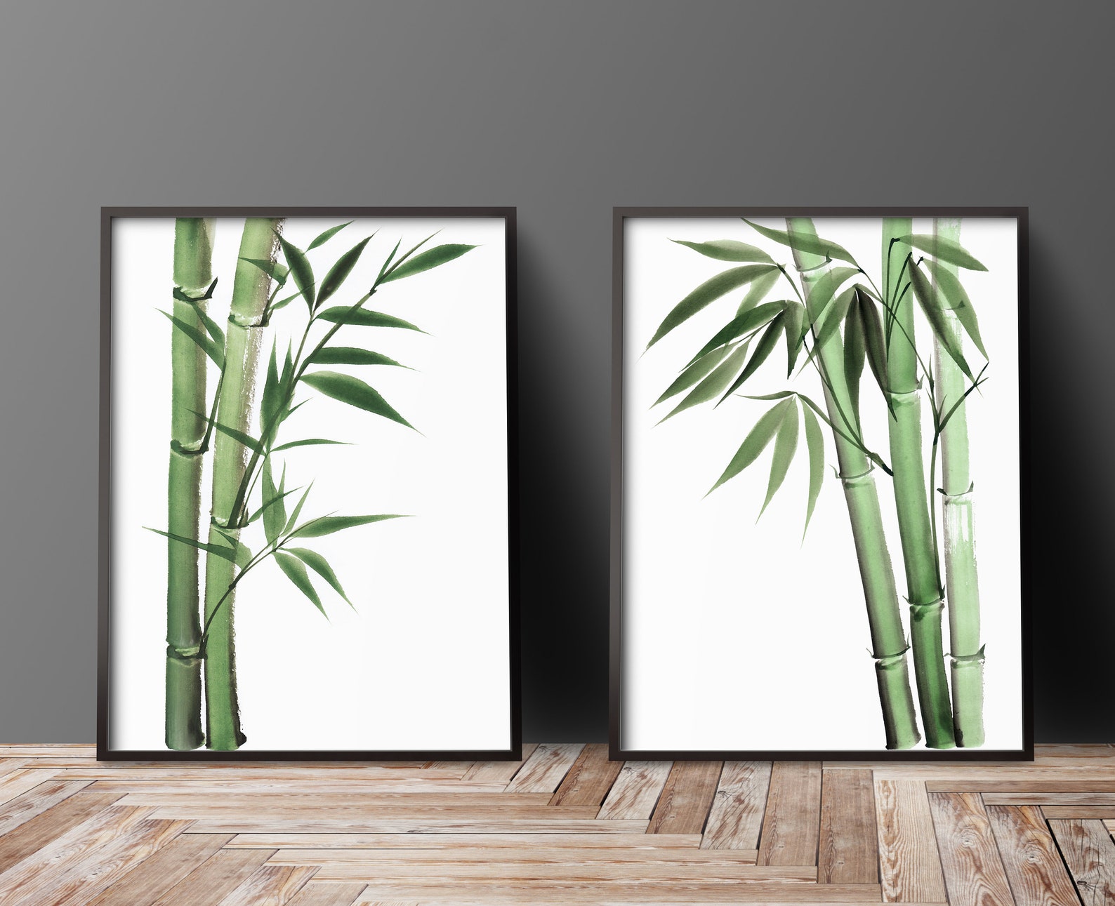 Bamboo Art Print Set of 2 Zen Decor Zen Wall Art Botanical Etsy