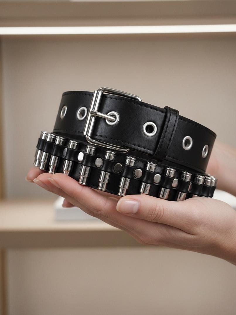 Y2K Spike Studded Punk Waist Belt for Women - Faux Leather Bullet Belt 3 Pcs Studded Belt, Y2K Belt EMO Goth Belts Punk Rock with  main image 4