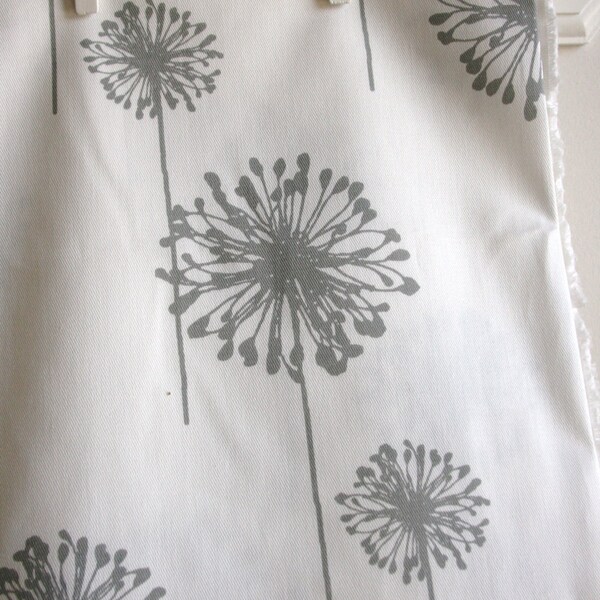 White/Storm Grey Dandelion Home Decor Weight Fabric from Premier Prints - ONE FAT QUARTER