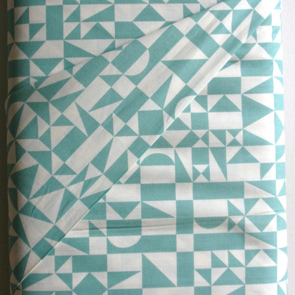 End of Bolt - One YARD, 15 INCHES-  ORGANIC Rio Geo in Pool Fabric by Designer Dennis Bennett from Birch Fabrics Ipanema Collection