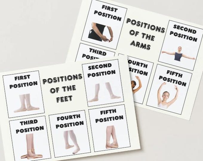Ballet Positions Flashcards, 5 Basic Arm Feet Positions Printable ...