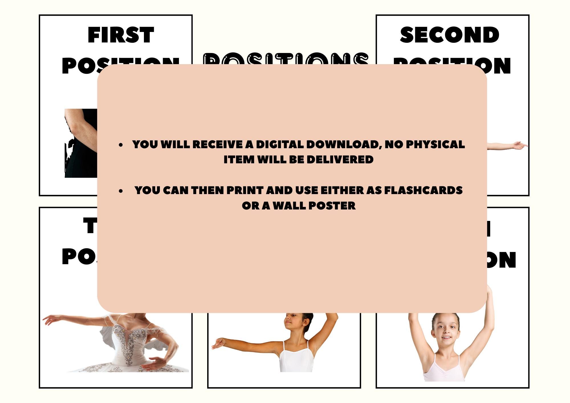 Ballet Positions Flashcards, 5 Basic Arm Feet Positions Printable ...