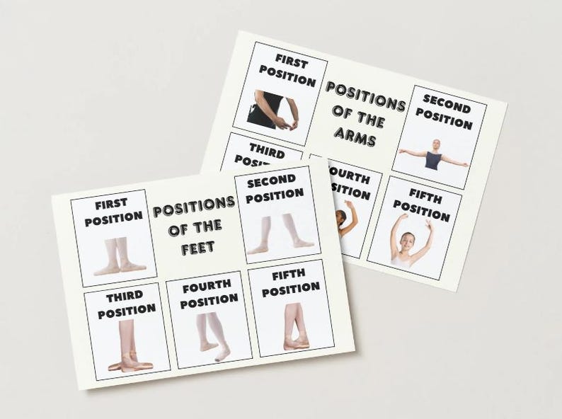 Ballet Positions Flashcards, 5 Basic Arm Feet Positions Printable ...
