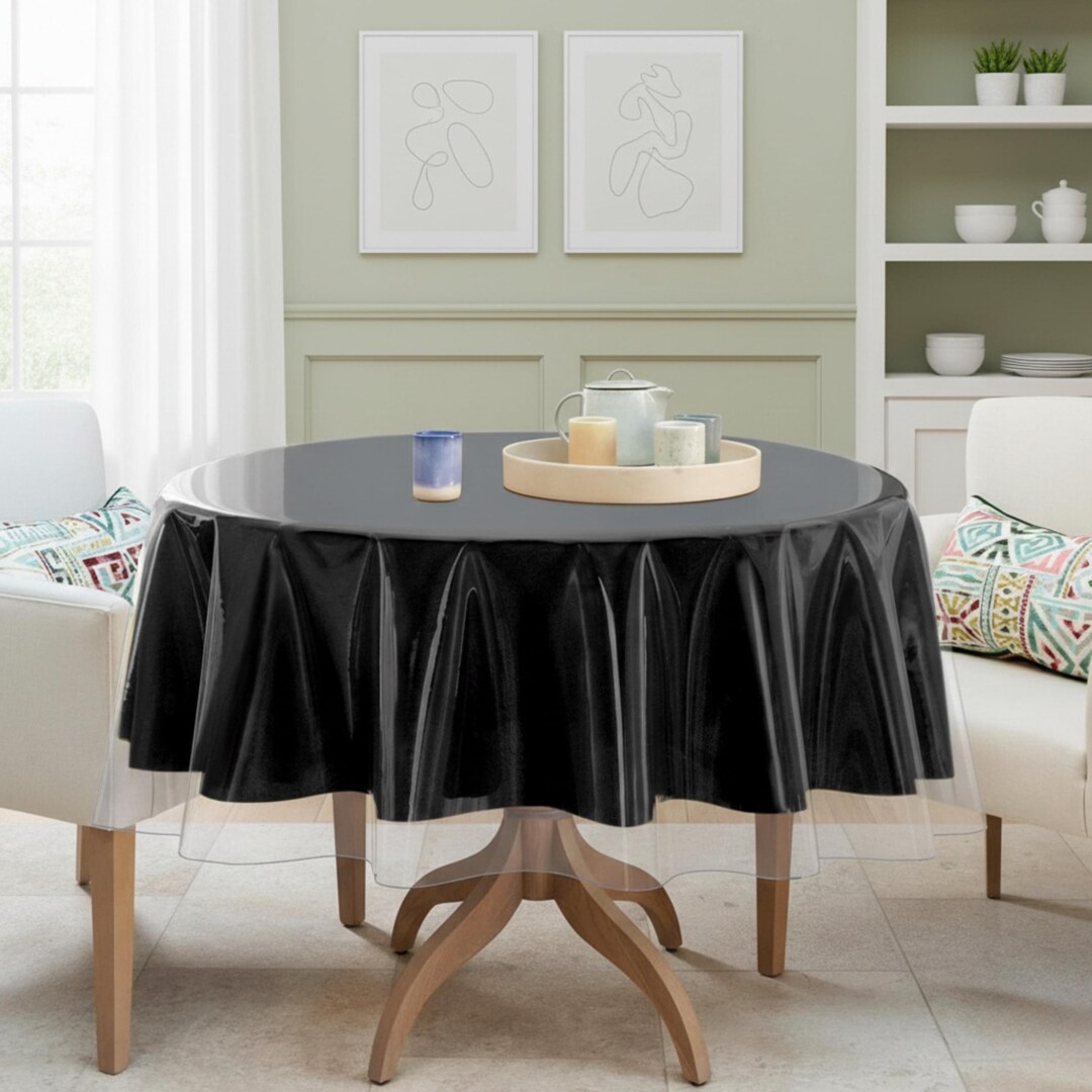 Pvc Table Topper Round Clear Round PVC Tablecloth, Waterproof Vinyl Table Cover Protector - Etsy