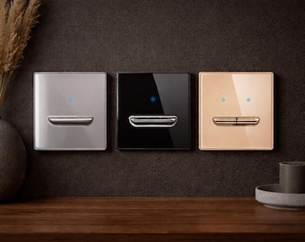 Interruptor de luz de vidrio negro, gris y dorado, 1, 2, 3 unidades, 2 vías, interruptor de pared cromado, LED, moderno, de lujo, para decoración del hogar, panel de instalación eléctrica