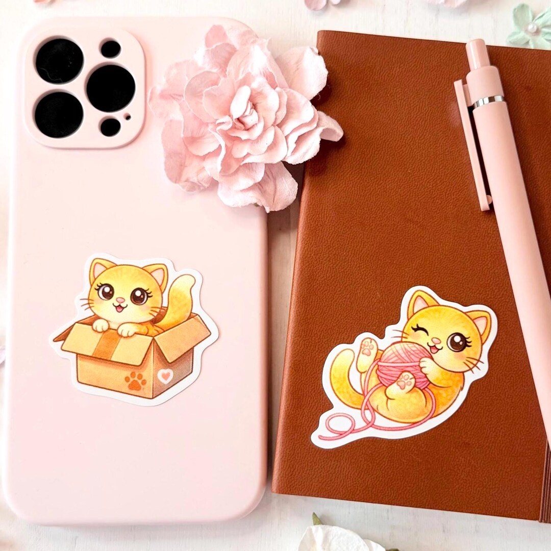 Cat Sticker Sheet - Kawaii 4x6 Waterproof Vinyl Stickers for Kids ...