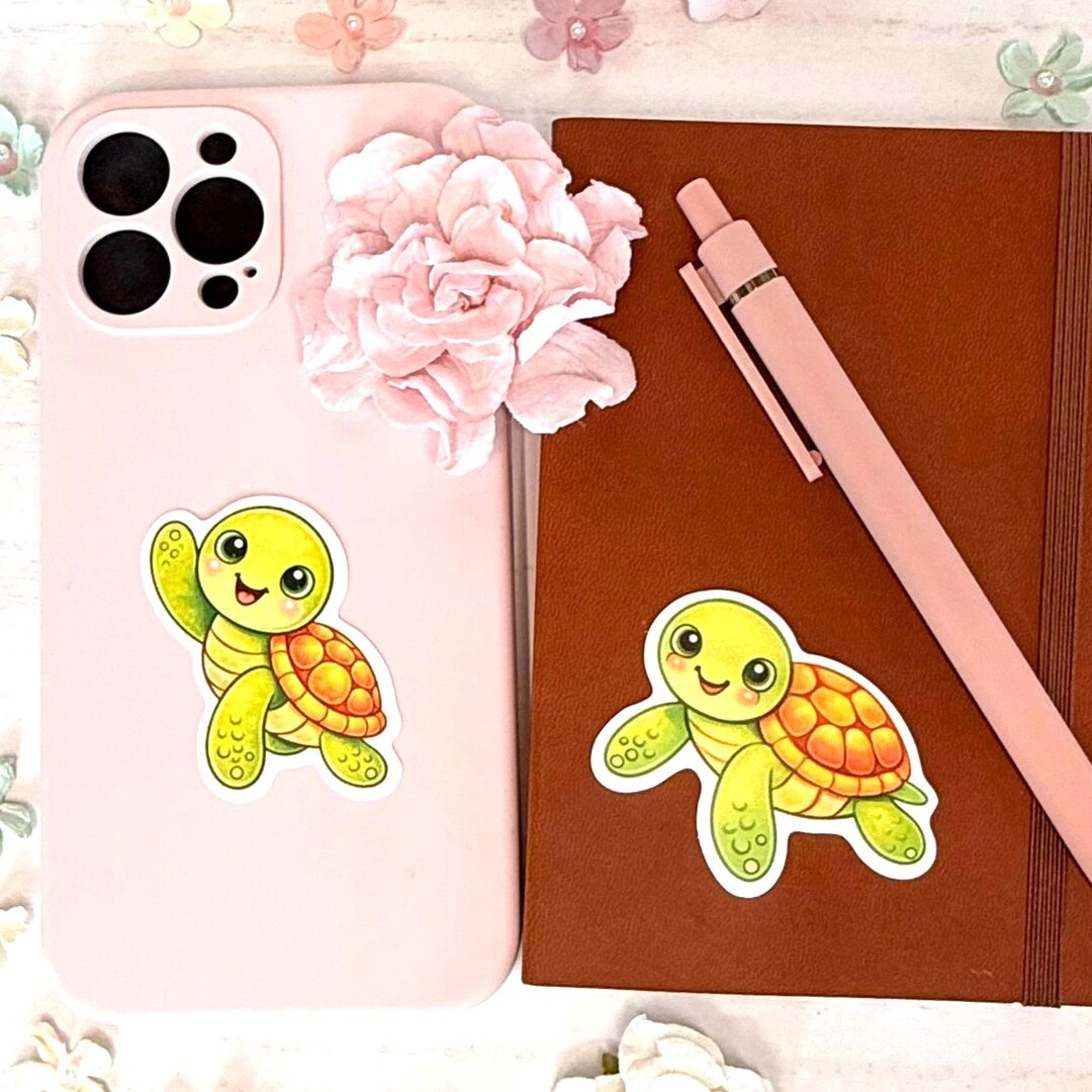 Cute Sea Turtle Sticker Sheet 4x6 — Kawaii Sea Turtle Stickers ...