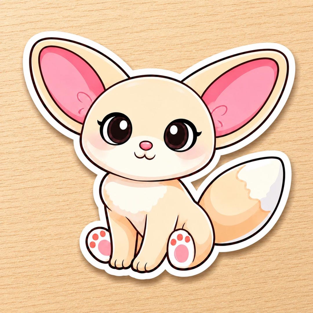 Cute Fennec Fox Sticker — 3x3 Waterproof Kiss Cut Vinyl Decal for ...