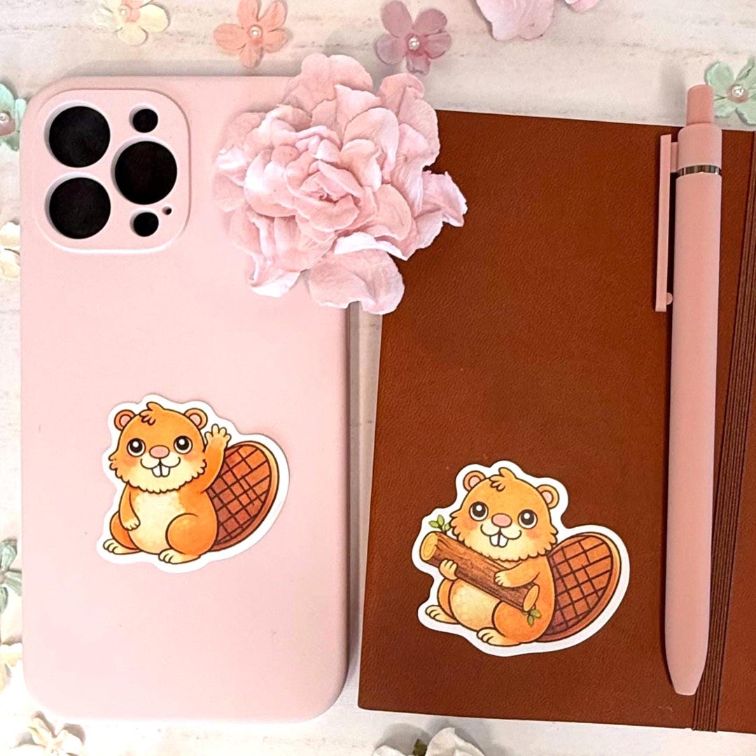 Beaver Sticker Sheet - Kawaii 4x6 Waterproof Vinyl Stickers for Kids ...