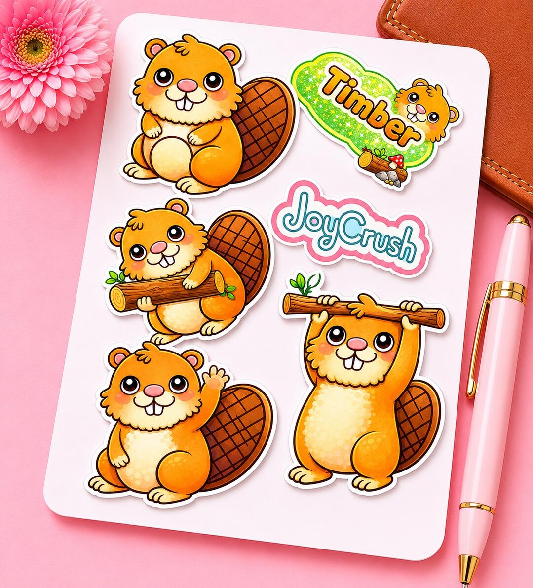 Cute Beaver Sticker Sheet 4x6 — Kawaii Beaver Stickers, Waterproof ...