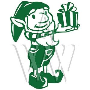 Present Elf Svg Christmas Cut File Dxf Clip Art Png Silhouette Eps Cricut