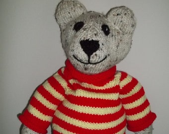 Knitted Bear in Red/Yelllow Sweater