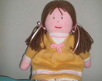 Knitted Doll in Gold Dress