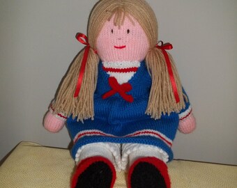 Knitted Doll in Royal Blue Dress