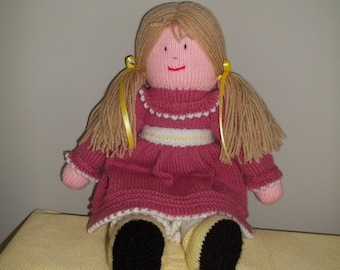 Knitted Doll in Pink Dress