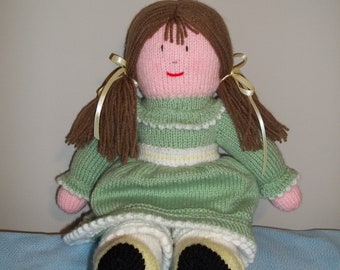 Knitted Doll in Green Dress