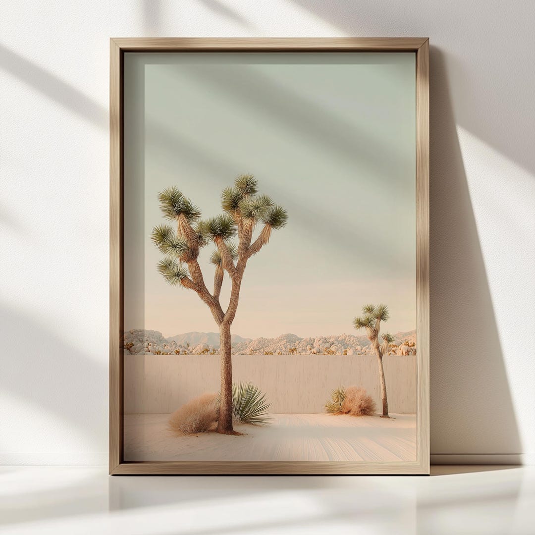 Joshua Tree Wall Art | Desert Landscape Print, Mojave Sage Sand Decor ...