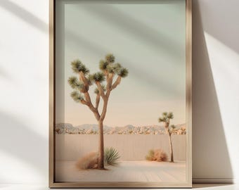 Joshua Tree Wall Art | Desert Landscape Print, Mojave Sage Sand Decor