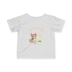 Tiny Tiger Golfer Infant Tee | Watercolor Tiger Cub Golf Shirt