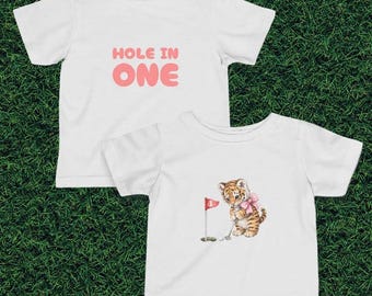 Camiseta infantil de bebé con estampado de cachorro de tigre jugando al golf / Camiseta de bebé con estampado de hoyo en uno