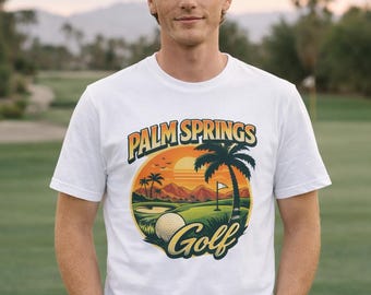 Camiseta de golf Palm Springs / Camiseta retro para vacaciones en el desierto, para amantes del golf en California.